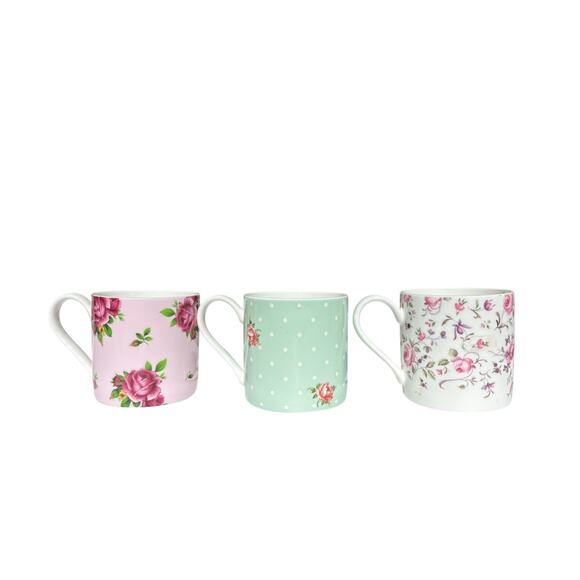 3 Royal Albert Rose Confetti, Polka Rose & New Country Coffee Mugs Cottagecore - Picture 1 of 10